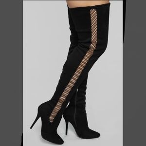 Fashion Nova Black Suede Thigh High Boots